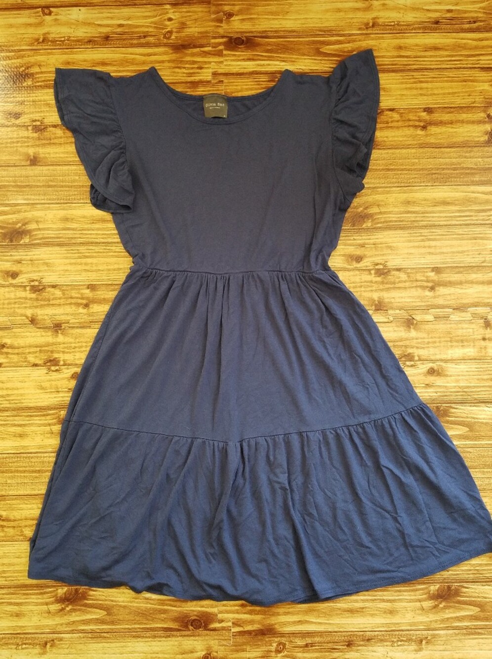 Olivia Rae Blue Ruffle Sleeve Tiered Mini Dress Size Medium Juniors
